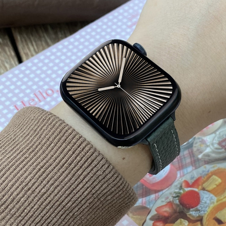 14mm Magnetic Buckle Litchi Leather Watch Band