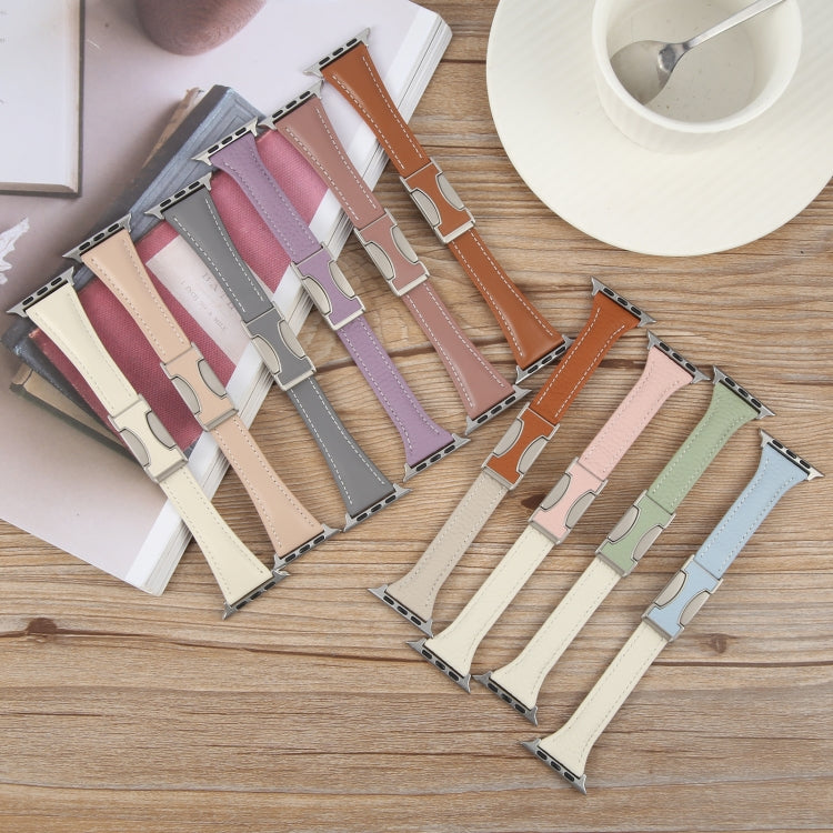 Slim Magnetic Buckle Genuine Leather Watch Band