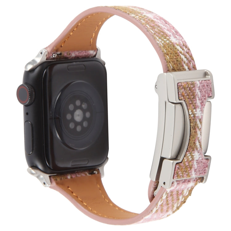 Slim Magnetic Buckle Napped Fabric Leather Watch Band, For Apple Watch 46mm / 49mm / 45mm / 44mm, For Apple Watch 42mm / 41mm / 40mm / 38mm