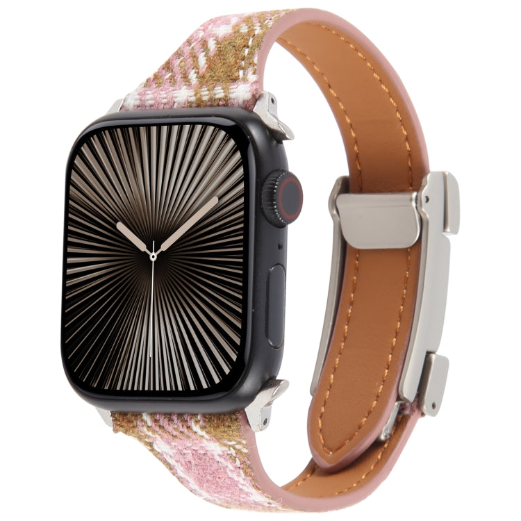 Slim Magnetic Buckle Napped Fabric Leather Watch Band, For Apple Watch 46mm / 49mm / 45mm / 44mm, For Apple Watch 42mm / 41mm / 40mm / 38mm