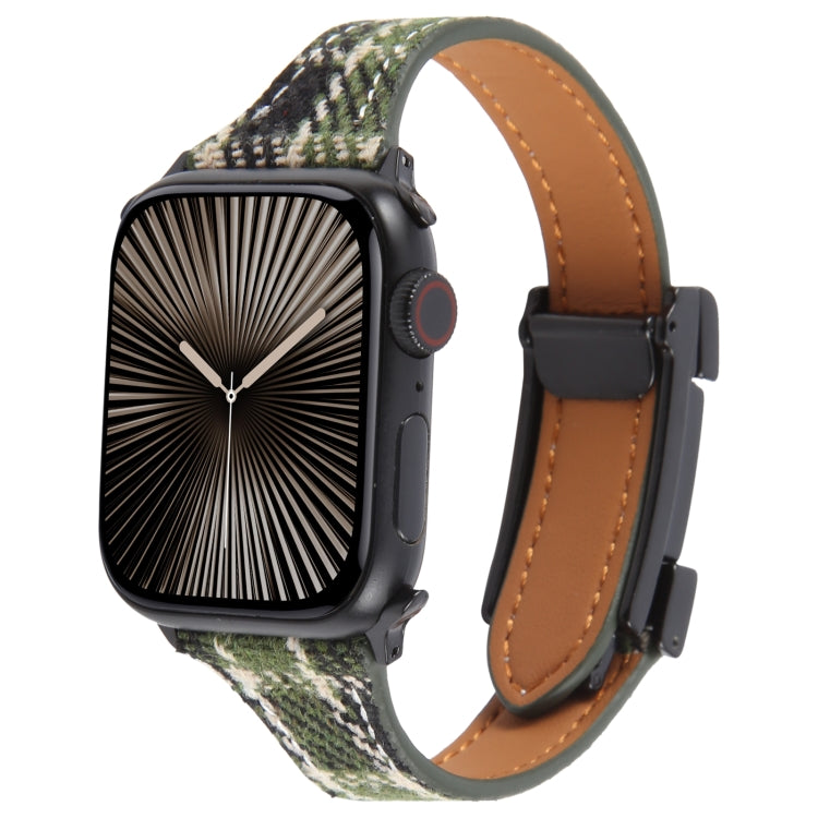 Slim Magnetic Buckle Napped Fabric Leather Watch Band, For Apple Watch 46mm / 49mm / 45mm / 44mm, For Apple Watch 42mm / 41mm / 40mm / 38mm