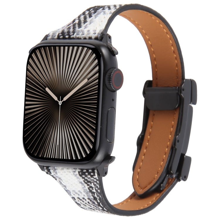 Slim Magnetic Buckle Napped Fabric Leather Watch Band, For Apple Watch 46mm / 49mm / 45mm / 44mm, For Apple Watch 42mm / 41mm / 40mm / 38mm