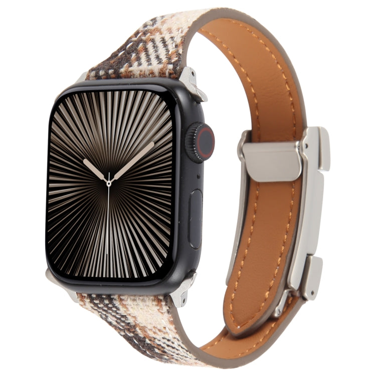 Slim Magnetic Buckle Napped Fabric Leather Watch Band, For Apple Watch 46mm / 49mm / 45mm / 44mm, For Apple Watch 42mm / 41mm / 40mm / 38mm