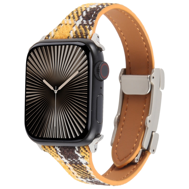 Slim Magnetic Buckle Napped Fabric Leather Watch Band, For Apple Watch 46mm / 49mm / 45mm / 44mm, For Apple Watch 42mm / 41mm / 40mm / 38mm