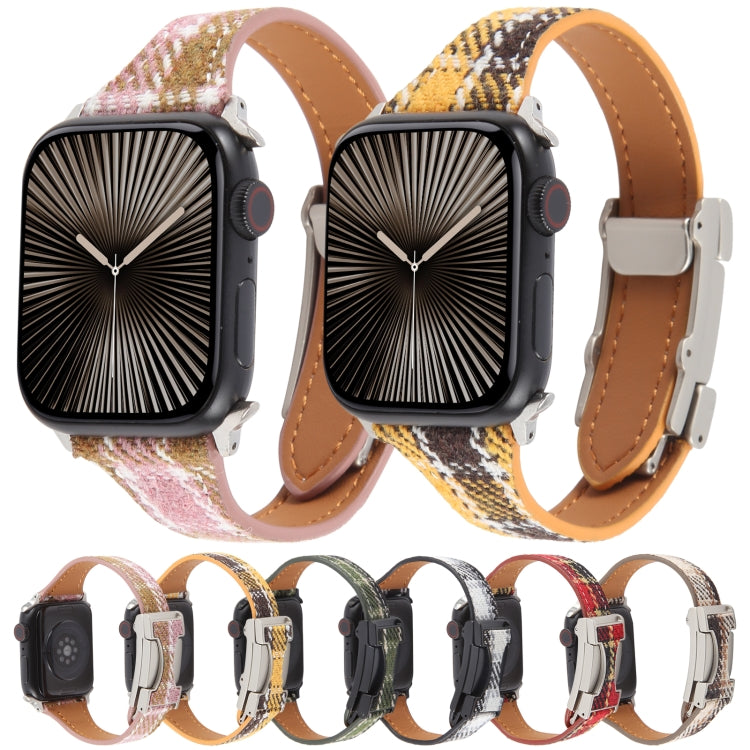 Slim Magnetic Buckle Napped Fabric Leather Watch Band, For Apple Watch 46mm / 49mm / 45mm / 44mm, For Apple Watch 42mm / 41mm / 40mm / 38mm