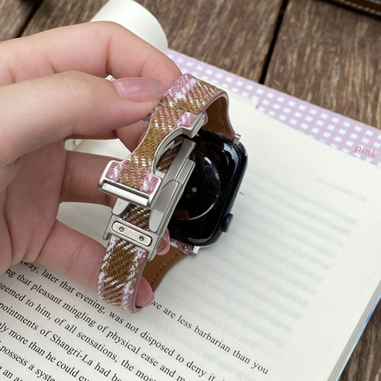 Slim Magnetic Buckle Napped Fabric Leather Watch Band