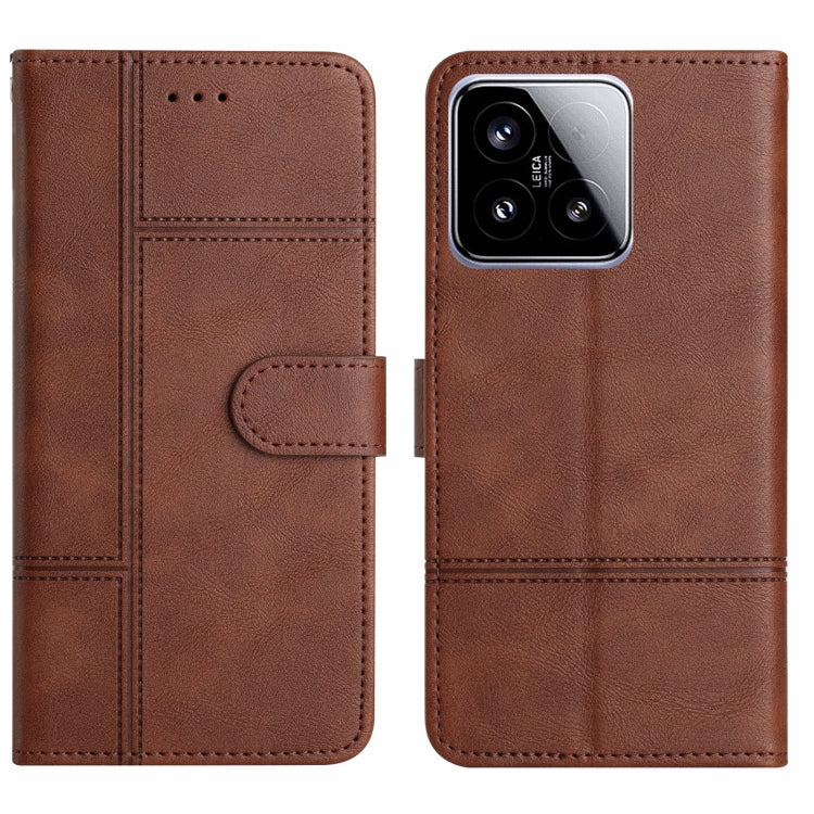 Cowhide Texture Stitching Leather Phone Case