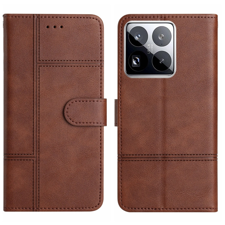 Cowhide Texture Stitching Leather Phone Case