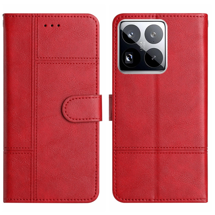 Cowhide Texture Stitching Leather Phone Case
