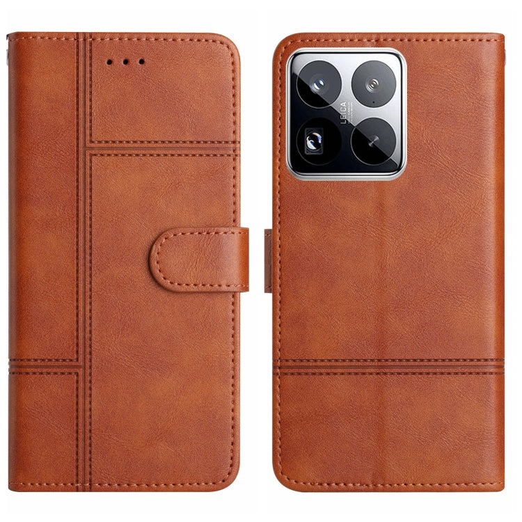 Cowhide Texture Stitching Leather Phone Case