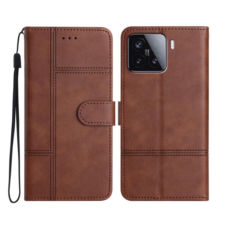 Cowhide Texture Stitching Leather Phone Case