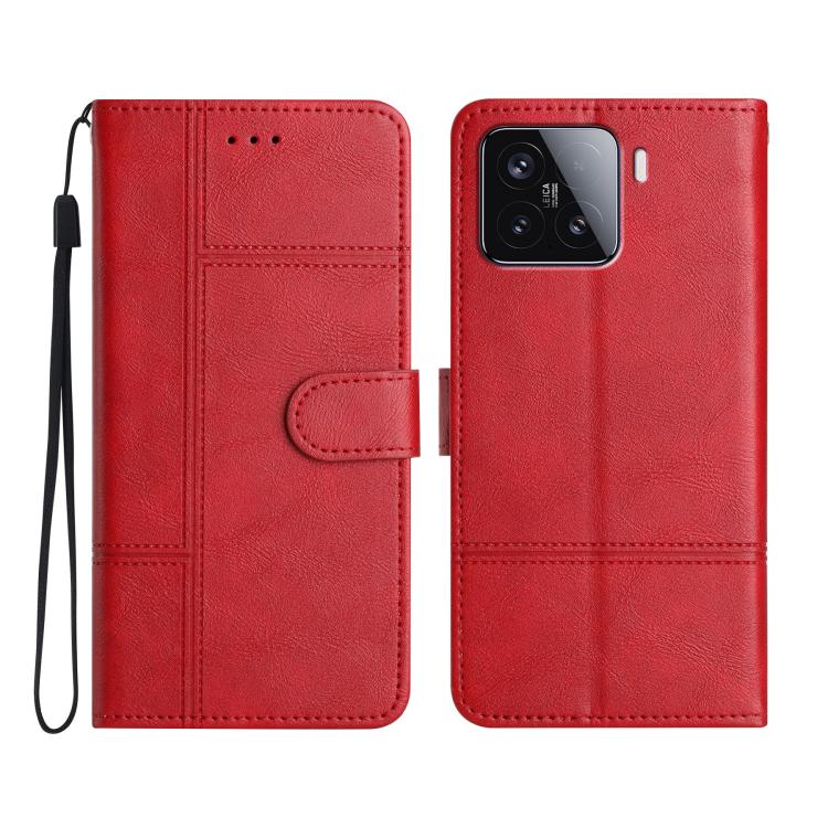 Cowhide Texture Stitching Leather Phone Case