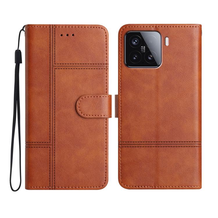Cowhide Texture Stitching Leather Phone Case