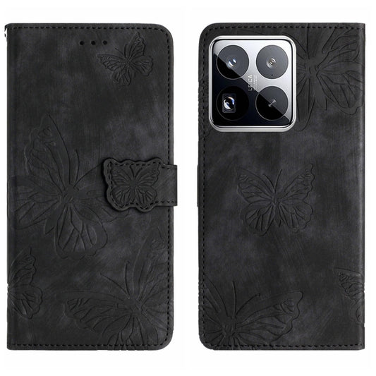 Skin-feel Embossed Butterfly Leather Phone Case, For Xiaomi 15 Pro, For Xiaomi 15