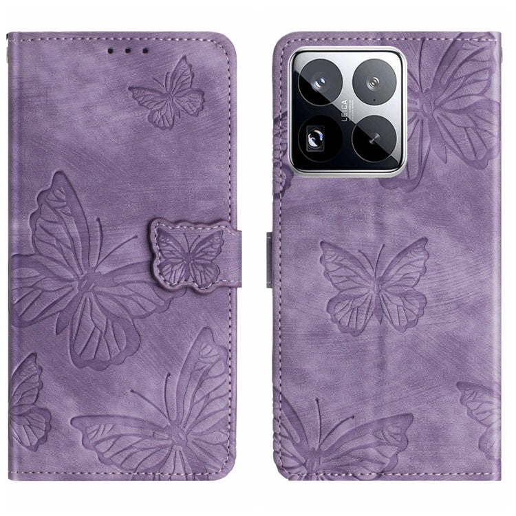 Skin-feel Embossed Butterfly Leather Phone Case, For Xiaomi 15 Pro, For Xiaomi 15