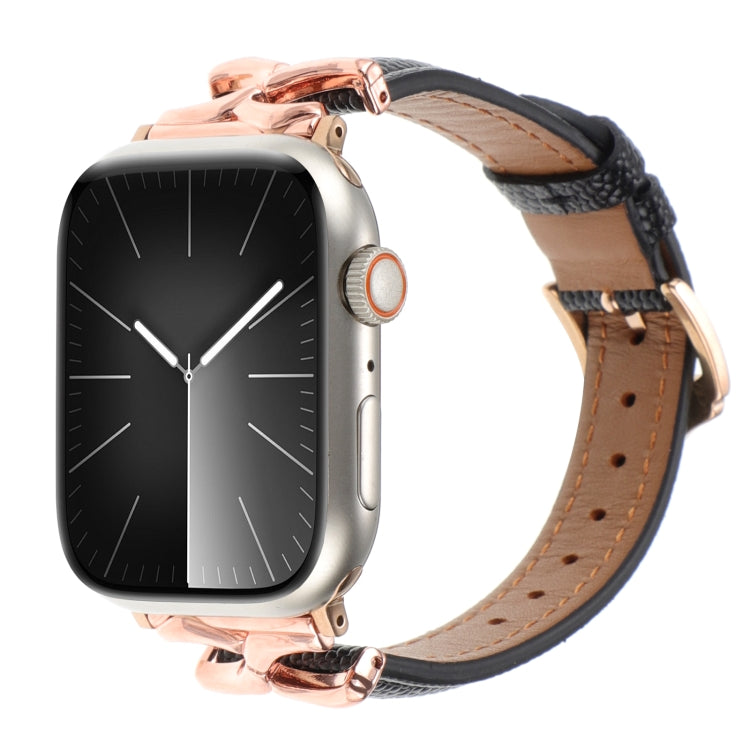 X-shaped Buckle Genuine Leather Watch Band, For Apple Watch 46mm / 49mm / 45mm / 44mm, For Apple Watch 42mm / 41mm / 40mm / 38mm