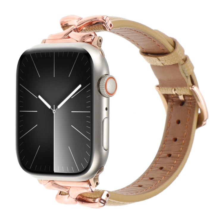 X-shaped Buckle Genuine Leather Watch Band, For Apple Watch 46mm / 49mm / 45mm / 44mm, For Apple Watch 42mm / 41mm / 40mm / 38mm