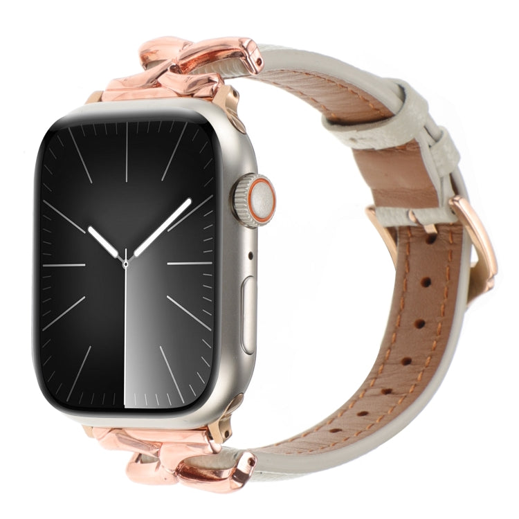 X-shaped Buckle Genuine Leather Watch Band, For Apple Watch 46mm / 49mm / 45mm / 44mm, For Apple Watch 42mm / 41mm / 40mm / 38mm