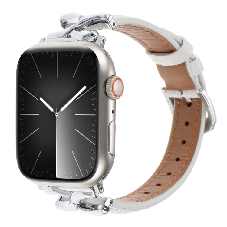 X-shaped Buckle Genuine Leather Watch Band, For Apple Watch 46mm / 49mm / 45mm / 44mm, For Apple Watch 42mm / 41mm / 40mm / 38mm