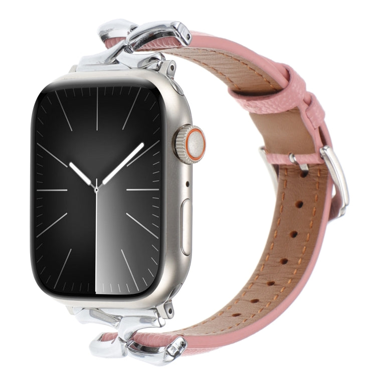 X-shaped Buckle Genuine Leather Watch Band, For Apple Watch 46mm / 49mm / 45mm / 44mm, For Apple Watch 42mm / 41mm / 40mm / 38mm