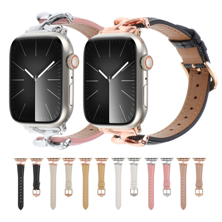 X-shaped Buckle Genuine Leather Watch Band, For Apple Watch 46mm / 49mm / 45mm / 44mm, For Apple Watch 42mm / 41mm / 40mm / 38mm