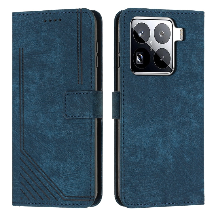 Skin Feel Stripe Pattern Leather Phone Case with Lanyard