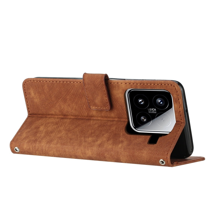 Skin Feel Stripe Pattern Leather Phone Case with Lanyard