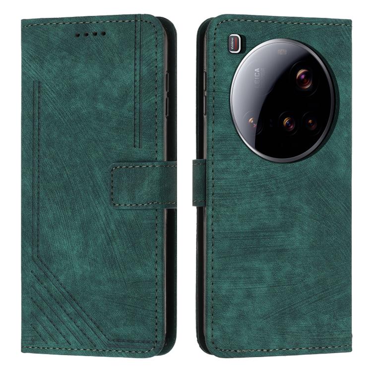 Skin Feel Stripe Pattern Leather Phone Case with Lanyard