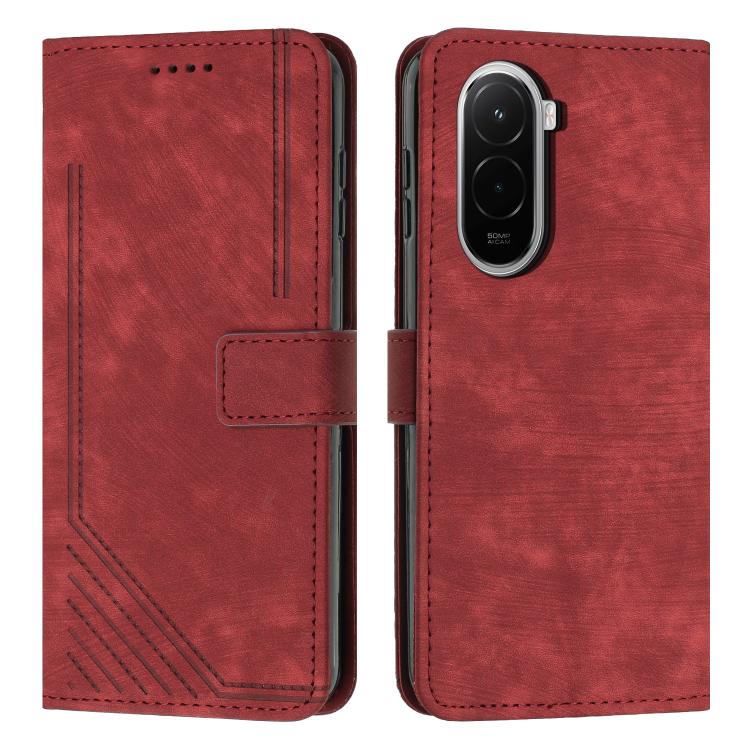 Skin Feel Stripe Pattern Leather Phone Case with Lanyard, For Xiaomi 17 Pro Max, For Xiaomi 17 Pro, For Xiaomi 17, For Xiaomi Poco M7 4G 169mm