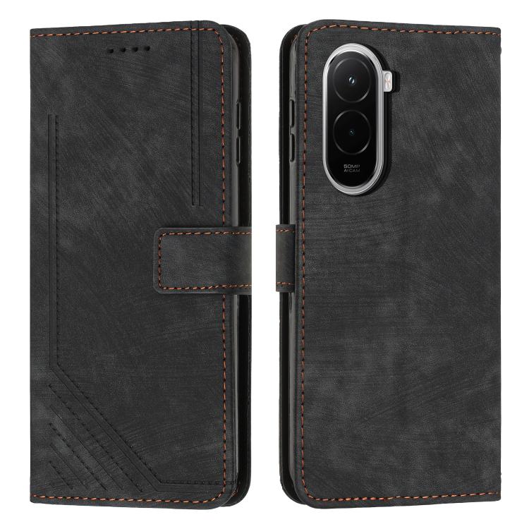 Skin Feel Stripe Pattern Leather Phone Case with Lanyard, For Xiaomi 17 Pro Max, For Xiaomi 17 Pro, For Xiaomi 17, For Xiaomi Poco M7 4G 169mm