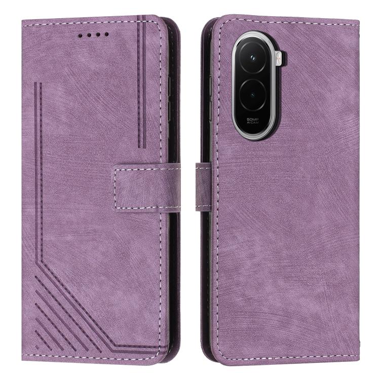 Skin Feel Stripe Pattern Leather Phone Case with Lanyard, For Xiaomi 17 Pro Max, For Xiaomi 17 Pro, For Xiaomi 17, For Xiaomi Poco M7 4G 169mm
