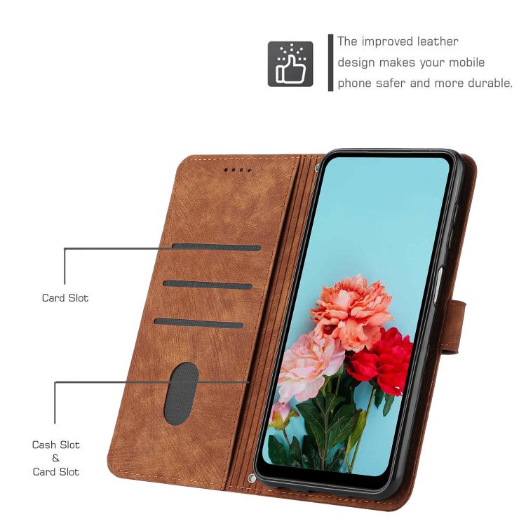 Skin Feel Stripe Pattern Leather Phone Case with Lanyard, For Xiaomi 17 Pro Max, For Xiaomi 17 Pro, For Xiaomi 17, For Xiaomi Poco M7 4G 169mm