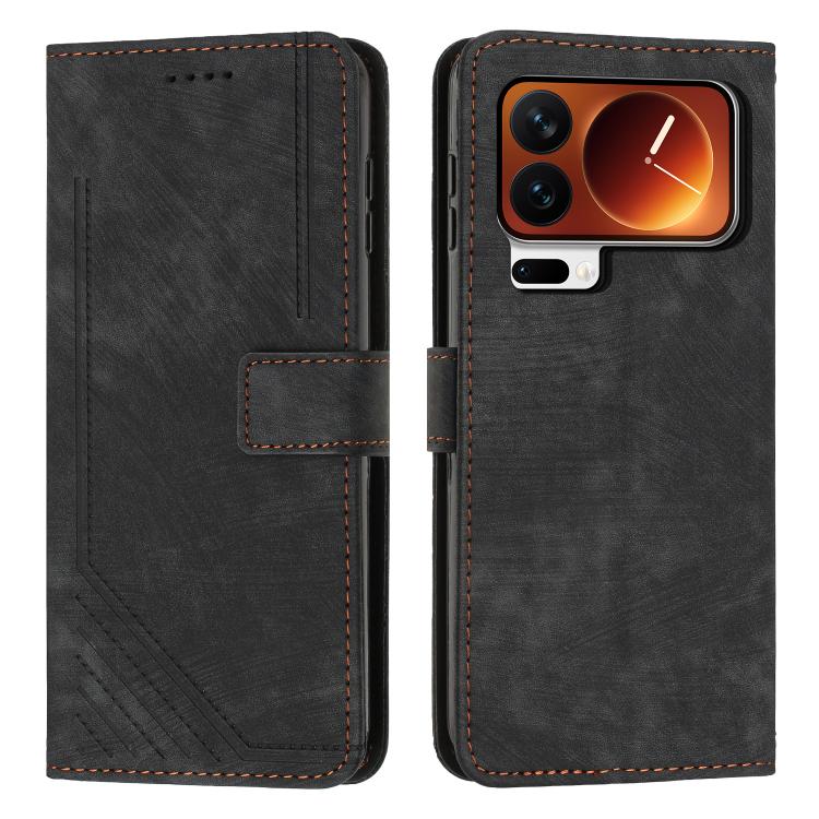 Skin Feel Stripe Pattern Leather Phone Case with Lanyard, For Xiaomi 17 Pro Max, For Xiaomi 17 Pro, For Xiaomi 17, For Xiaomi Poco M7 4G 169mm