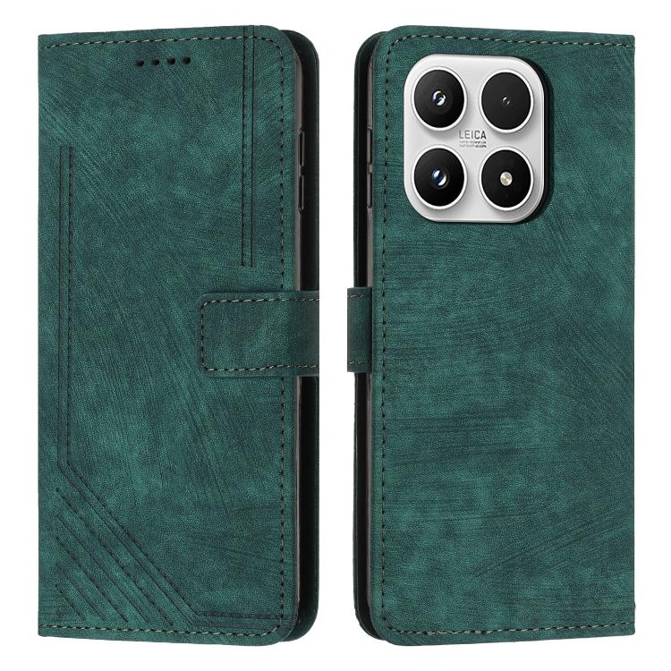 Skin Feel Stripe Pattern Leather Phone Case with Lanyard, For Xiaomi 17 Pro Max, For Xiaomi 17 Pro, For Xiaomi 17, For Xiaomi Poco M7 4G 169mm