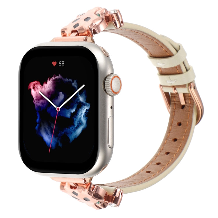 Leopard Head Genuine Leather Watch Band, For Apple Watch 46mm / 49mm / 45mm / 44mm, For Apple Watch 42mm / 41mm / 40mm / 38mm