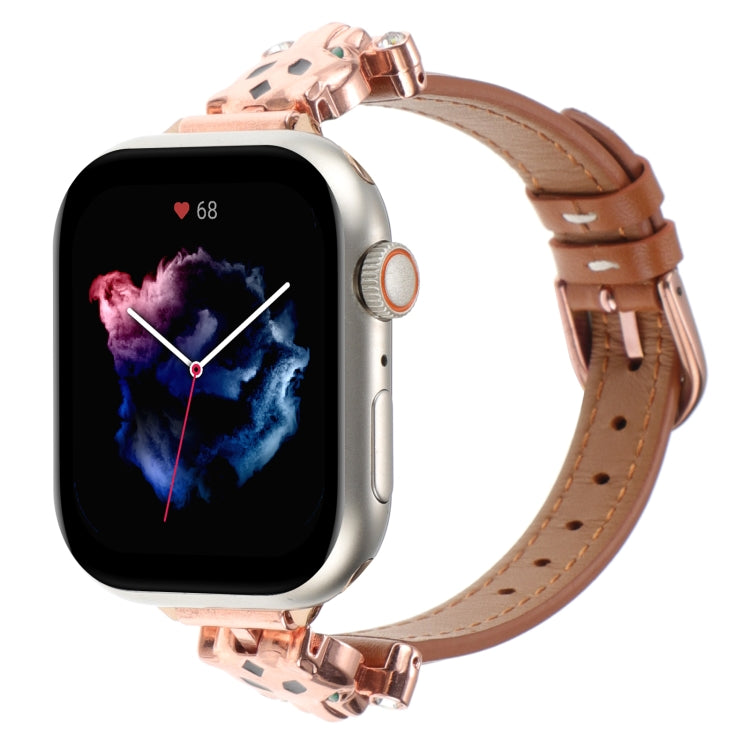 Leopard Head Genuine Leather Watch Band, For Apple Watch 46mm / 49mm / 45mm / 44mm, For Apple Watch 42mm / 41mm / 40mm / 38mm