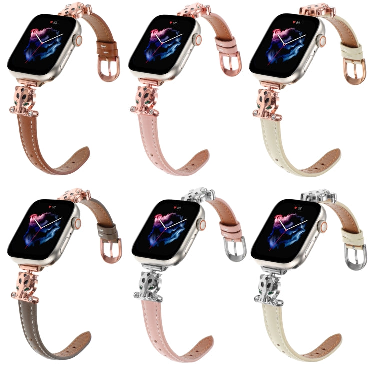 Leopard Head Genuine Leather Watch Band, For Apple Watch 46mm / 49mm / 45mm / 44mm, For Apple Watch 42mm / 41mm / 40mm / 38mm