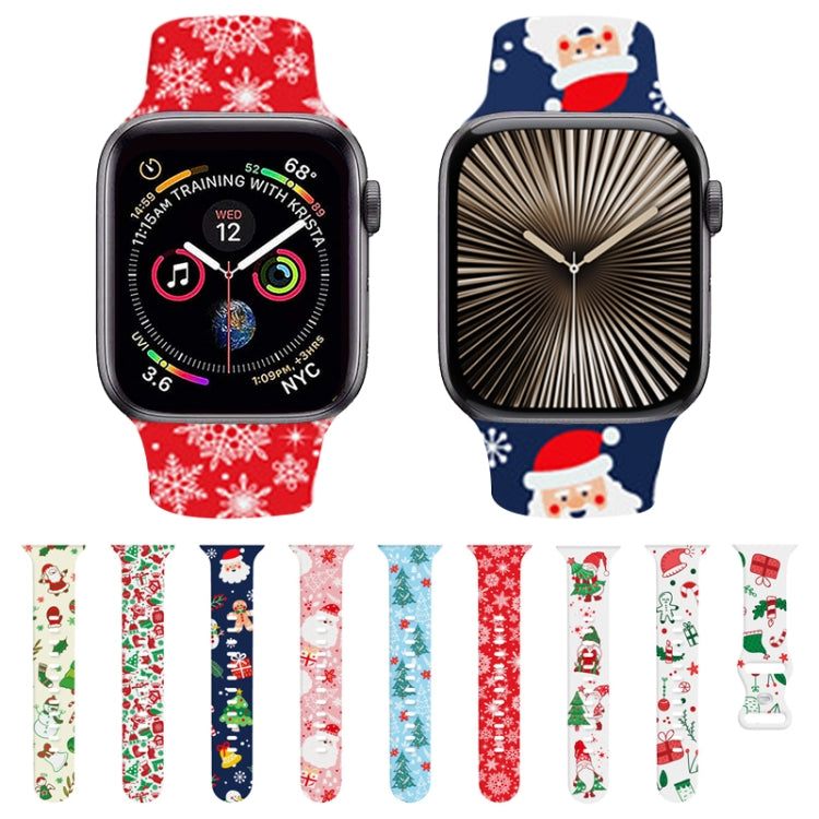 Christmas Pattern Silicone Watch Band, For Apple Watch 46mm / 49mm / 45mm / 44mm, For Apple Watch 42mm / 41mm / 40mm / 38mm