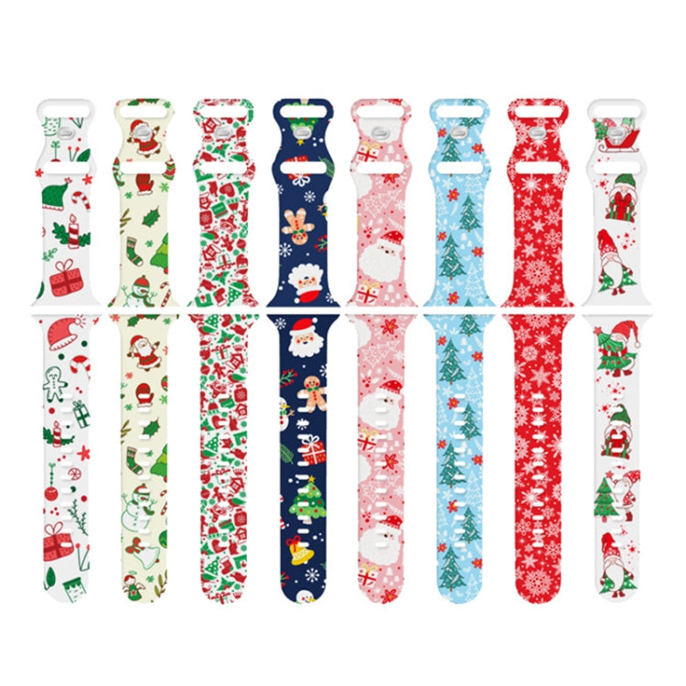 Christmas Pattern Silicone Watch Band, For Apple Watch 46mm / 49mm / 45mm / 44mm, For Apple Watch 42mm / 41mm / 40mm / 38mm