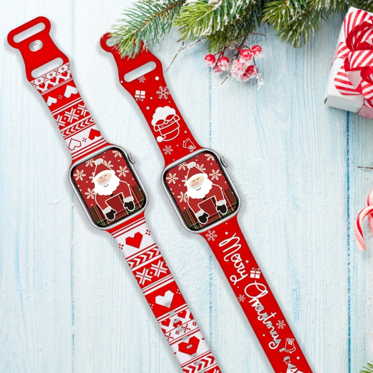 Christmas Engraving Butterfly Buckle Silicone Watch Band