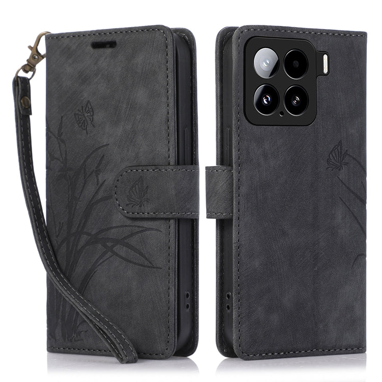 Orchid Butterfly Embossed Leather Phone Case, For Xiaomi 15T 5G, For Xiaomi 15 Ultra, For Xiaomi 15 Pro, For Xiaomi 15