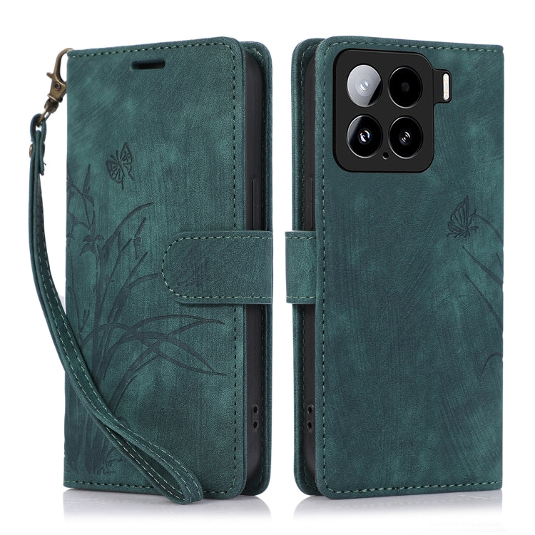 Orchid Butterfly Embossed Leather Phone Case, For Xiaomi 15T 5G, For Xiaomi 15 Ultra, For Xiaomi 15 Pro, For Xiaomi 15