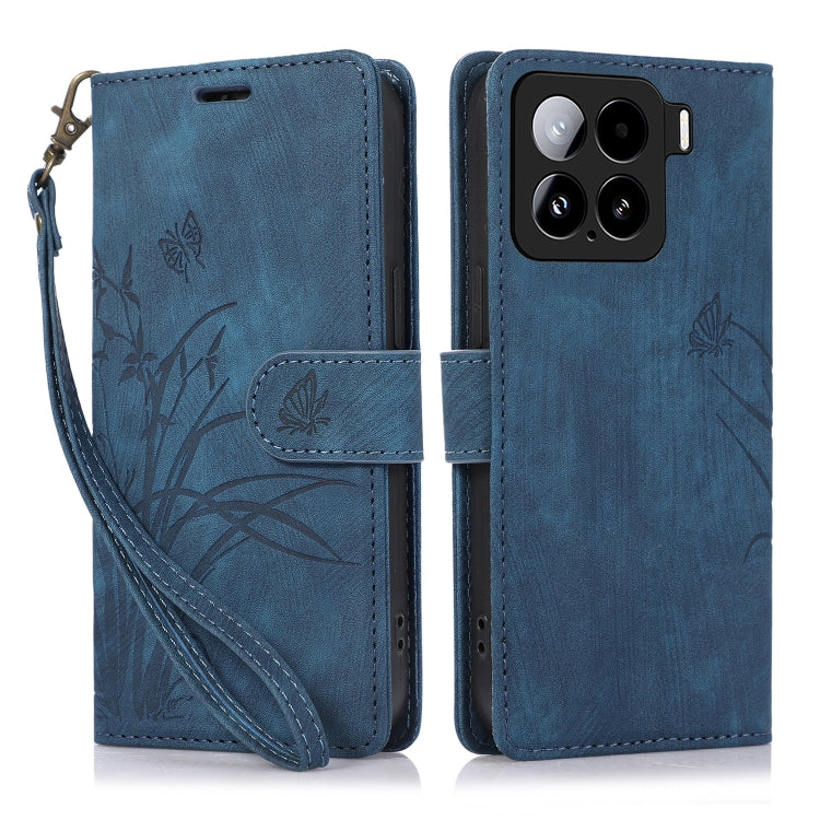 Orchid Butterfly Embossed Leather Phone Case, For Xiaomi 15T 5G, For Xiaomi 15 Ultra, For Xiaomi 15 Pro, For Xiaomi 15