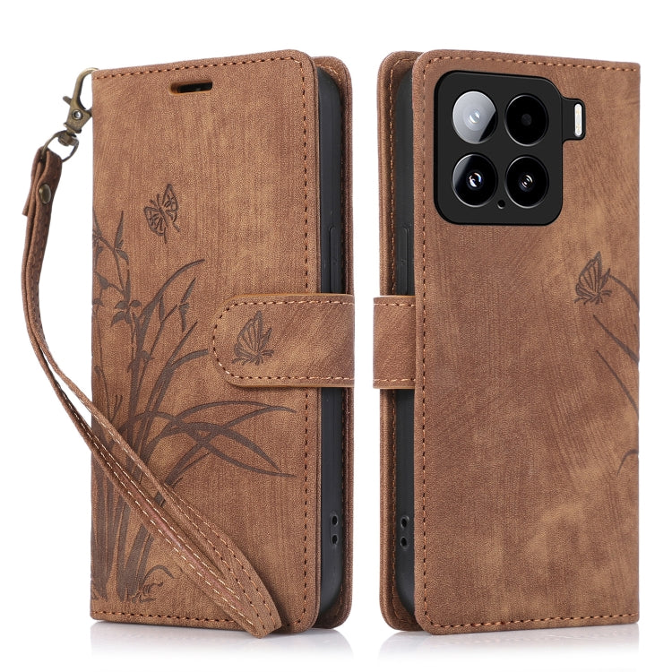 Orchid Butterfly Embossed Leather Phone Case, For Xiaomi 15T 5G, For Xiaomi 15 Ultra, For Xiaomi 15 Pro, For Xiaomi 15