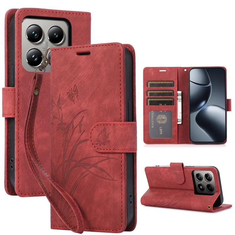 Orchid Butterfly Embossed Leather Phone Case