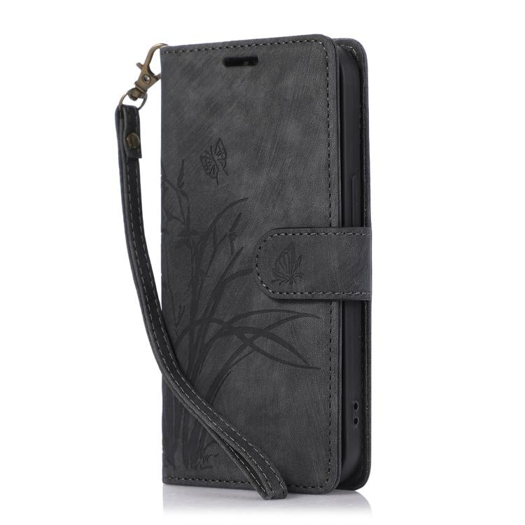Orchid Butterfly Embossed Leather Phone Case