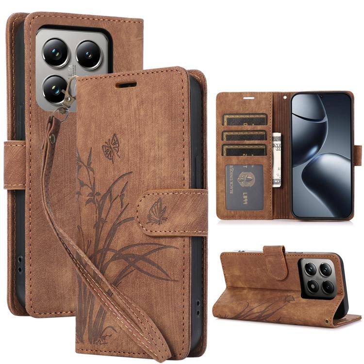 Orchid Butterfly Embossed Leather Phone Case