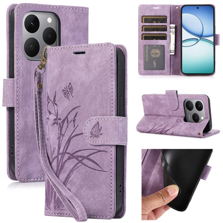 Orchid Butterfly Embossed Leather Phone Case, For Xiaomi 15T 5G, For Xiaomi 15 Ultra, For Xiaomi 15 Pro, For Xiaomi 15