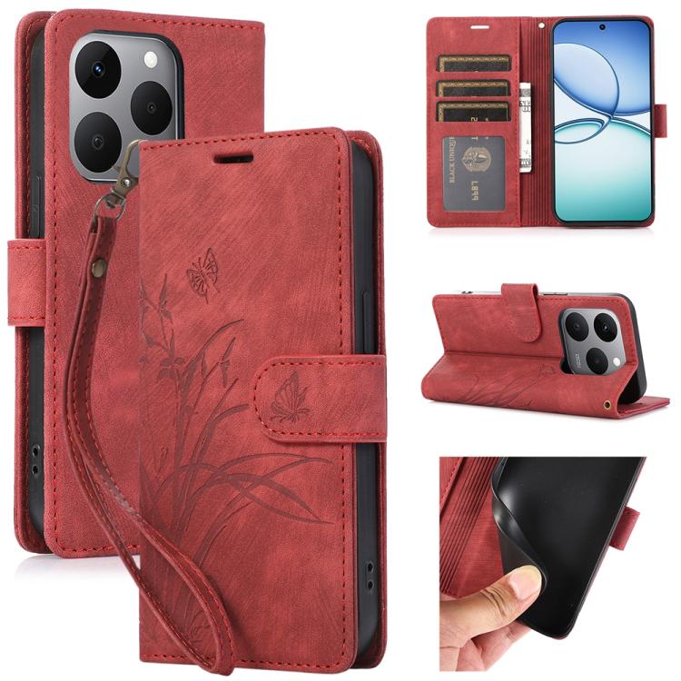 Orchid Butterfly Embossed Leather Phone Case, For Xiaomi 15T 5G, For Xiaomi 15 Ultra, For Xiaomi 15 Pro, For Xiaomi 15