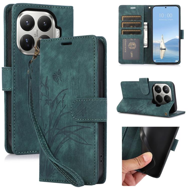 Orchid Butterfly Embossed Leather Phone Case, For Xiaomi 17 Pro Max, For Xiaomi 17 Pro, For Xiaomi 17, For Xiaomi 15T Pro 5G